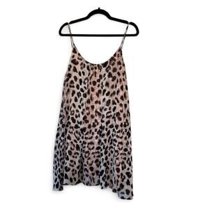 Adrienne Brown Animal Print Babydoll Mini Dress Womens M Sleeveless Casual